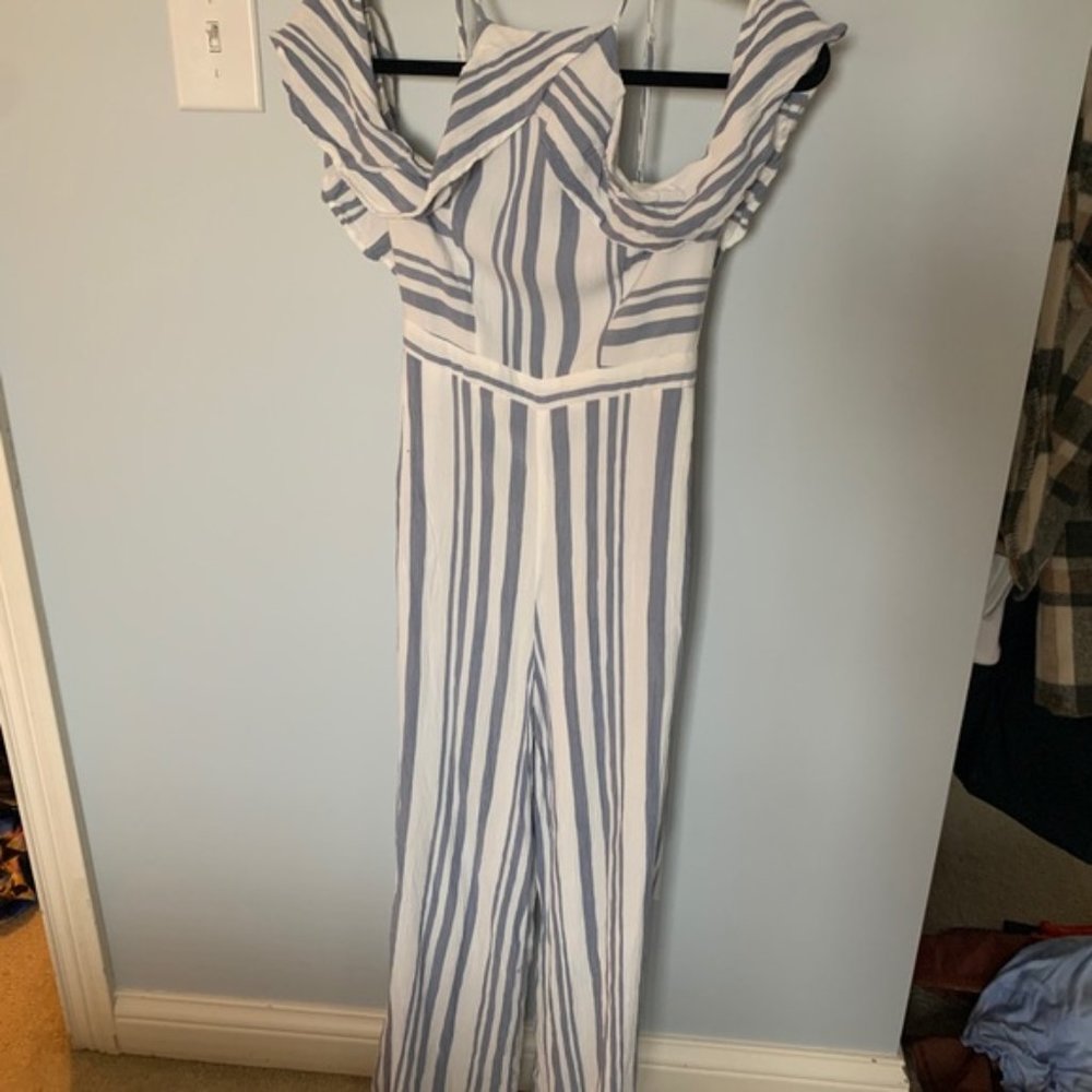 American Eagle Blue and White Jumpsuit size 10
